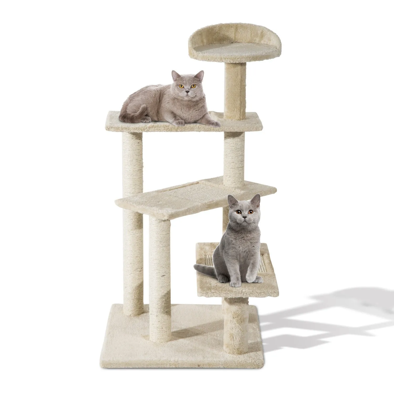 39" Cat Tree Scratch Tower with Revolving Steps